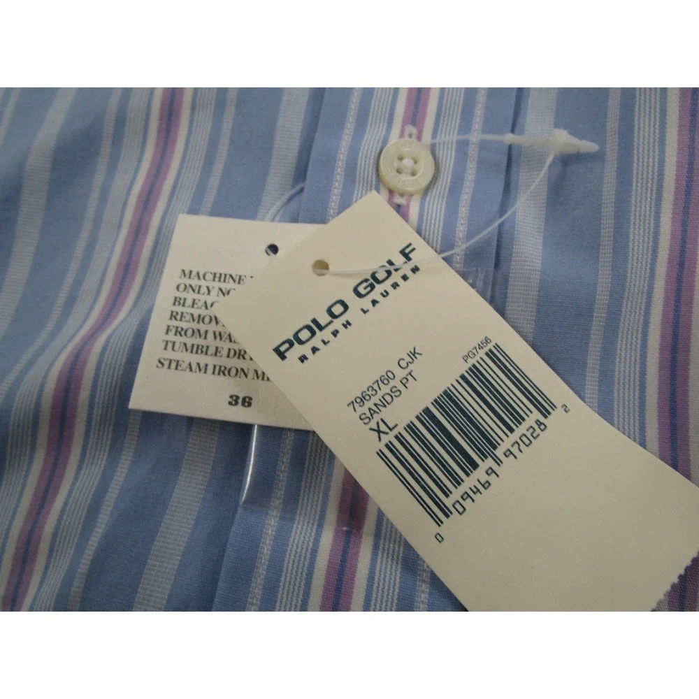 Polo Golf Ralph Lauren Westerton Shirt Mens XL Blue Stripe 100% Cotton NWT